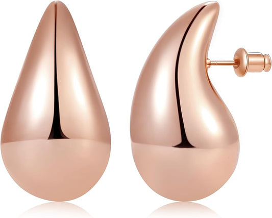 Gacimy Teardrop Earrings Dupes for Women 14K Gold Plated, Chunky Drop Earrings for Women with 925 Sterling Silver Post