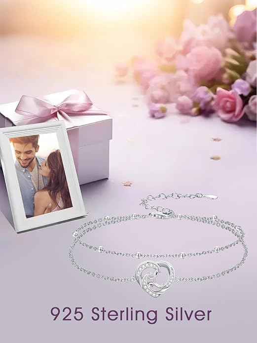 Dorunmo Initial Anklet 925 Sterling Silver Letter A-Z Layered Heart Anklet Beach Jewelry Birthday Gifts for Women