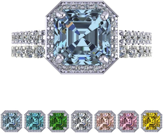 NANA Jewels Sterling Silver Engagement Rings for Women - Choose Simulated Morganite, Citrine, Aquamarine & More