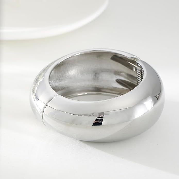 Bangle Bracelets for Women | 14K Gold Plated Trendy Wide Bracelets | Hinged Arm Cuff Bangles Chunky Bracelet for Women