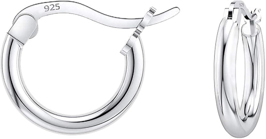 Savlano 925 Sterling silver Round Hoop Earrings for Women & Men Comes in 10MM-25MM