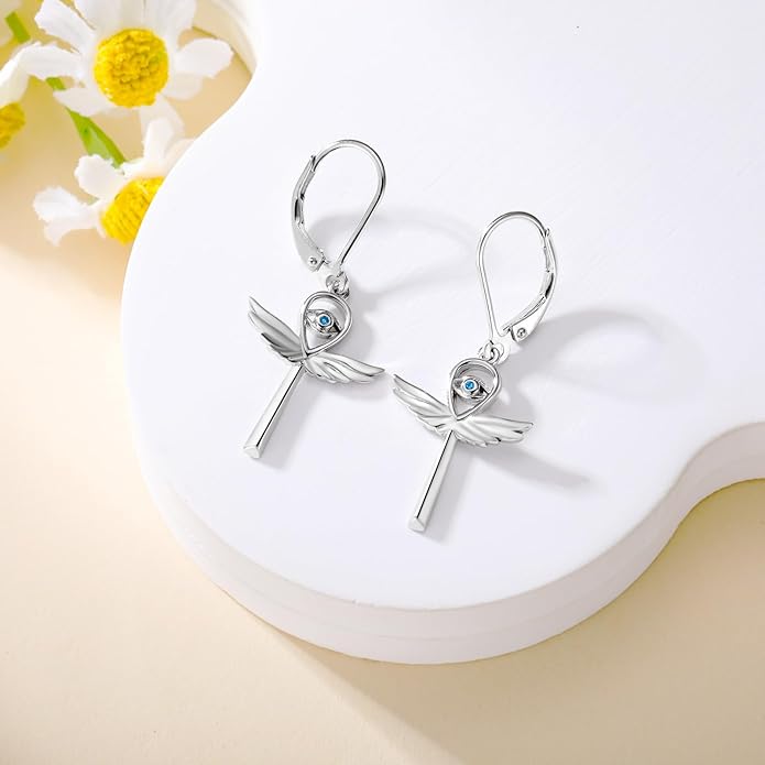 MONGAS Dragonfly/Sunflower/Hummingbird/Sand Dollar/Crab/Champagne/Arrow/Cherry/Ankh/Sloth Earrings for Women Sterling Silver Dragonfly/Sunflower/Hummingbird/Sand Dollar Jewelry for Women