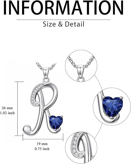 Christmas Gifts for Women Alphabet A to Z Initial Birthstone Pendant Necklaces for Women - 18k White Gold Plated Personalized Name Jewelry Valentine Mothers Day Birthday Gifts for Women Her Girlfriend