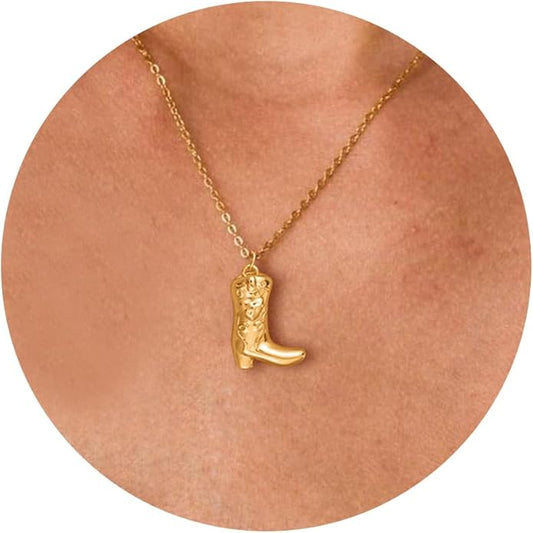 Gold Necklace for Women-14K Gold Plated Bow,Dragon,Shell, Palm Tree, Seahorse, Conch Shell,Sardines, Cowboy Boot,Bat,Bunny Pendant Beachy Jewelry for Women Gifts