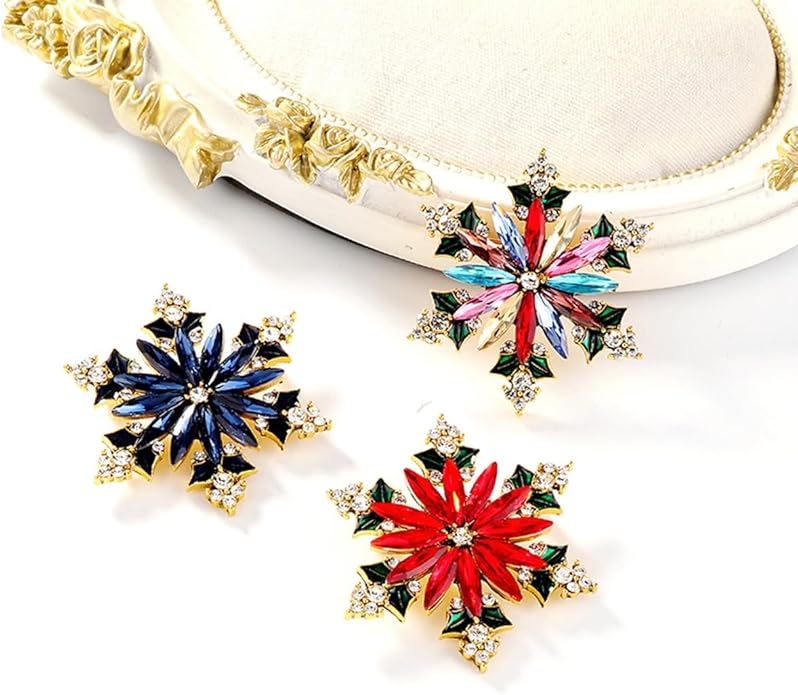 Rhinestone Flower Brooch Pin for Women Red Black Purple Flower Broochs Pin Hat Christmas Brooch Jewelry