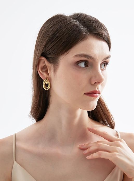 LILIE&WHITE Gold Chain Dangle Earrings - Women's Hypoallergenic Fashion Gift Earrings