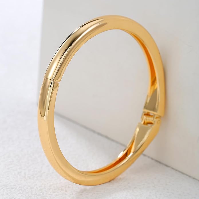 jokcde Chunky Gold/Silver Gold Cuff Bangle Bracelets for Women Trendy Hinged Cuff Open Wide Chunky Gold Bracelet Minimalist Bangle Jewelry Gift