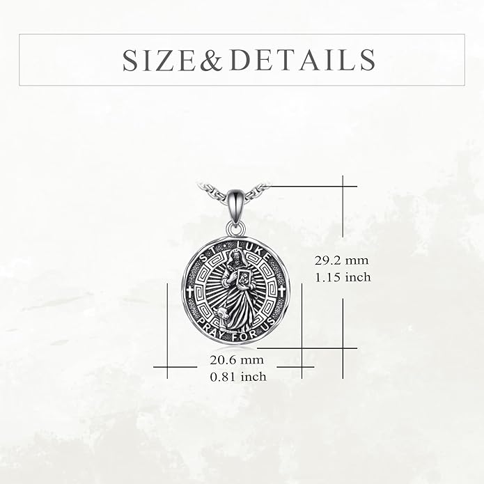 YFN Patron Saint Necklace Sterling Silver Amulet Medal Pendant Religious Protector Jewelry Gifts for Women Men
