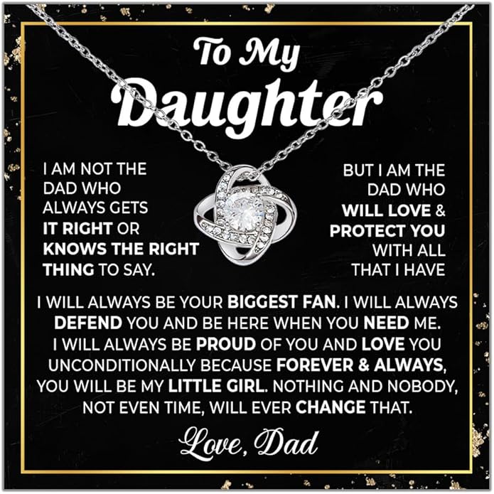 To My Daughter Necklace From Dad, Daughters Gift From Dad, Father Daughter Necklace, Daughters Birthday Gift, Christmas Graduation Gifts For Her From Father With Message Card And Box