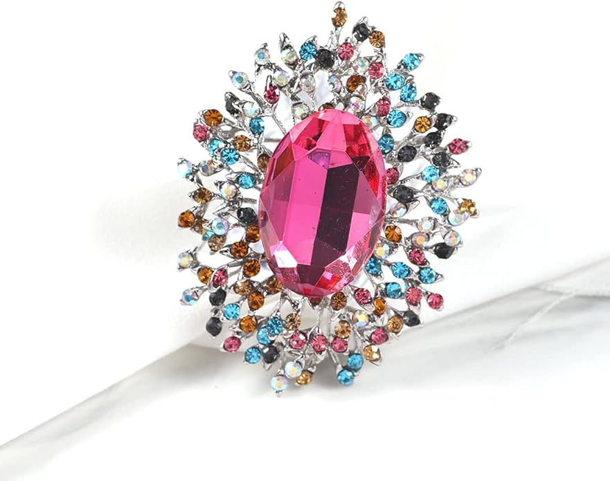 YOQUCOL Elegant Colorful Cubic Zirconia Crystal Bright Rhinestone Brooch Pins for Women Grils