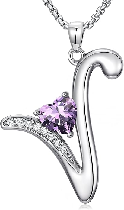 Christmas Gifts for Women Alphabet A to Z Initial Birthstone Pendant Necklaces for Women - 18k White Gold Plated Personalized Name Jewelry Valentine Mothers Day Birthday Gifts for Women Her Girlfriend