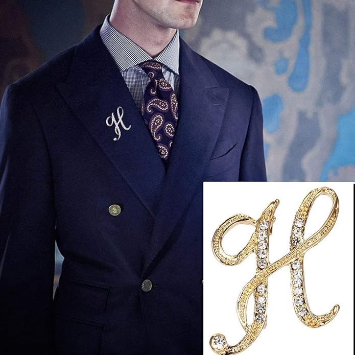 BeeGift Letter Brooch Pins Initial Rhinestone Brooch for Women Crafts,Rhinestone Crystal Lapel Pin Brooches Gold A-Z 26 Letters