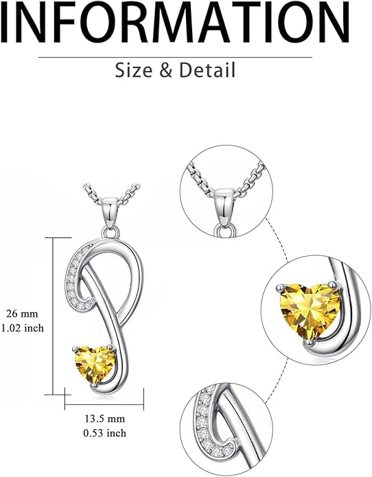 Christmas Gifts for Women Alphabet A to Z Initial Birthstone Pendant Necklaces for Women - 18k White Gold Plated Personalized Name Jewelry Valentine Mothers Day Birthday Gifts for Women Her Girlfriend