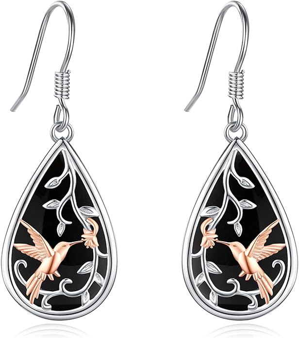 Sterling Silver Tree of Life/Flower/Bee/Animals/Cat/Hummingbird Dangle Earrings Moonstone Turquoise Drop Leverback Earrings Jewelry Gifts
