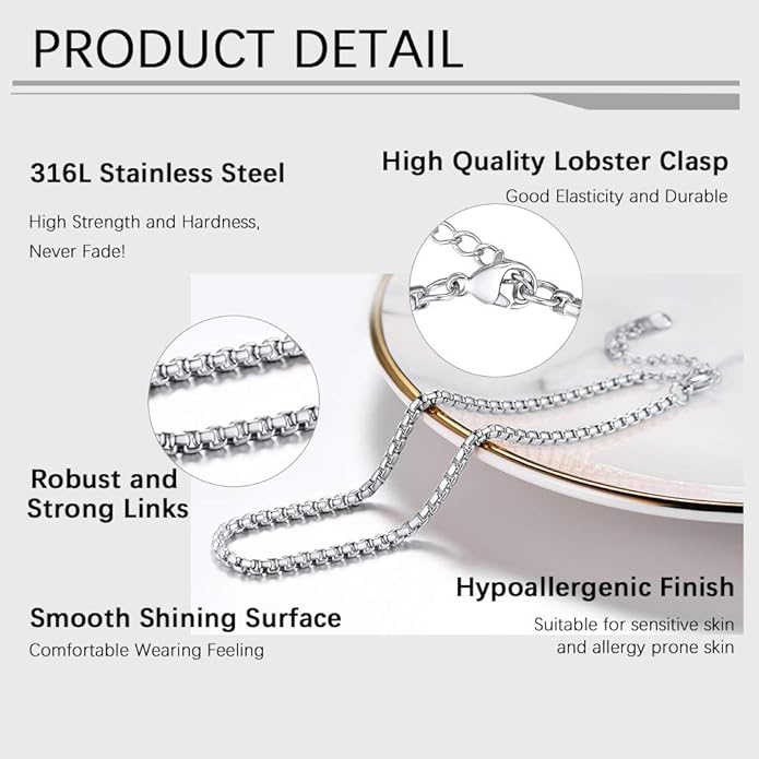 PROSTEEL Stainless Steel Chain Anklets for Women, Silver/Gold Tone, Ankle Bracelets Hypoallergenic, 8-10.5 Inch Adjustable, Come with Box