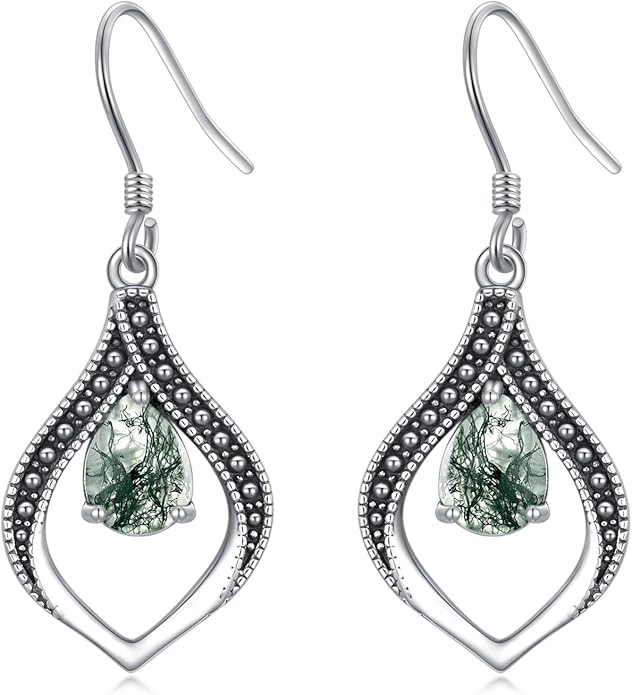 Vintage Genuine Gemstone Earrings for Women Dangling 925 Sterling Silver Western Native American Style Jewelry for Wife Mother