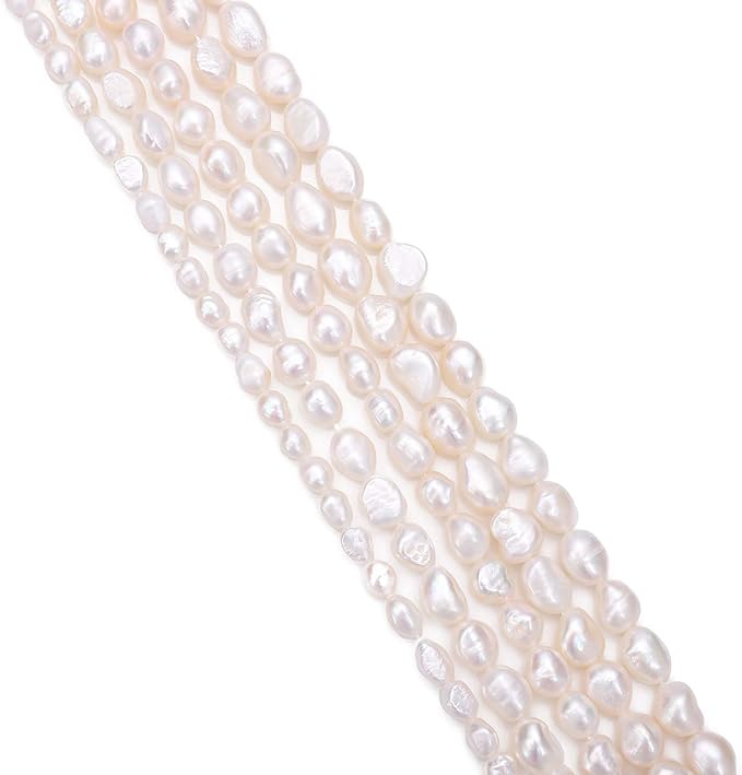 BEADIA Natural Pearl Beads 9-10mm White Freshwater Cultured Loose Gemstone Beads for DIY Jewelry Making 13.8''/Strand