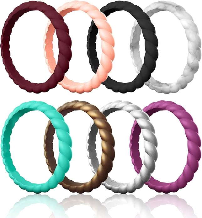 Egnaro Women's Bridal Rings Sets, Thin and Stackable Rubber Rings Women Wedding Bands - 2.5mm Width - 1.8mm Thick