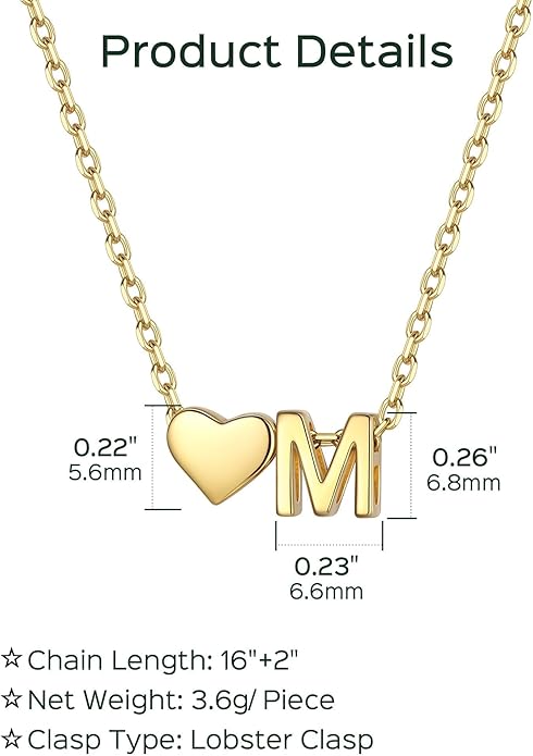 ChicSilver 925 Sterling Silver Heart Initial Necklaces for Women -Dainty Personalized Heart Pendant Letter Alphabet Necklace for Women