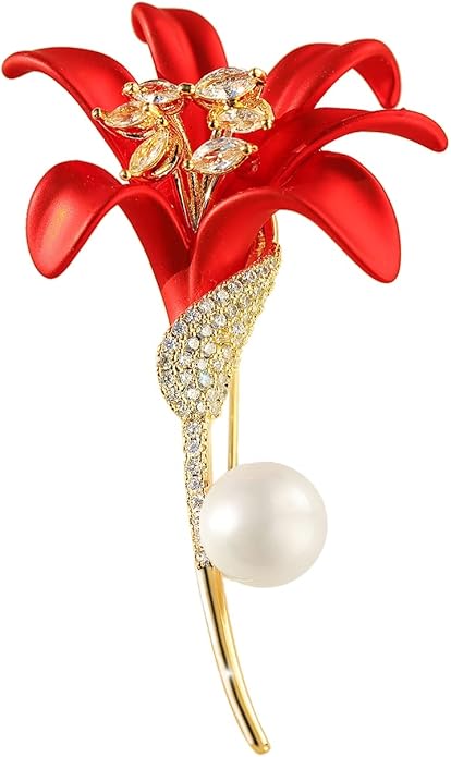 AILONMEI Red Rose Flower Brooches and Pins for Women Costume Jewelry Brooch Pins Broches Jewelry for Women Elegant Lady Pin