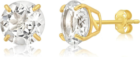 14k Gold Large Round Stud Earrings for Women | 9mm Birthstone Earrings | Gemstone Earrings for Women | Gemstone Stud Earrings for Women by MAX + STONE