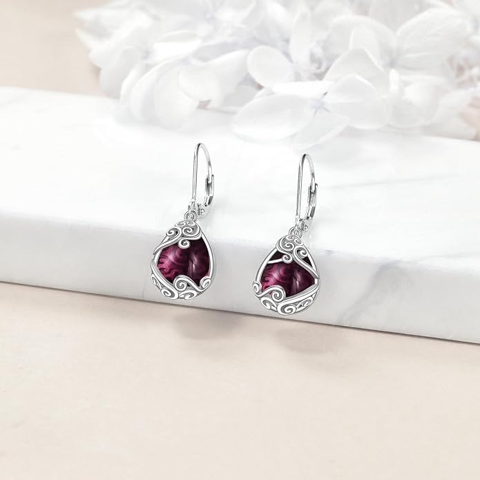 Moonstone Filigree Drop Dangle Teardrop Earrings 925 Sterling Silver Moonstone Leverback Earrings for Women Jewelry Gifts