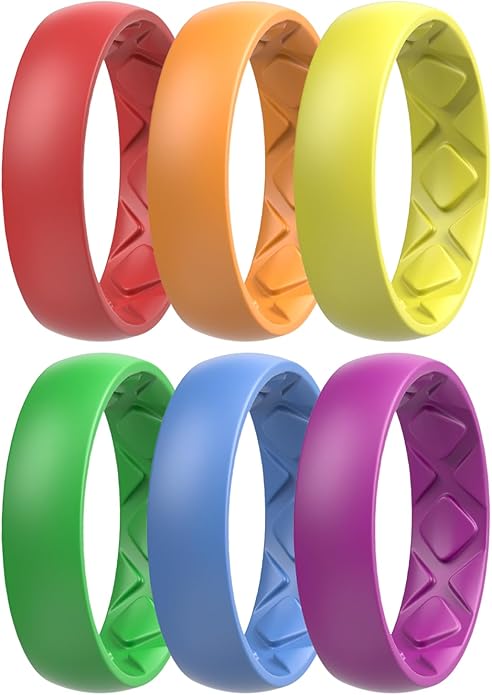 Egnaro Women's Bridal Rings Sets, 6mm Wide, 2mm Thick, Silicone Wedding Rubber Band with Half Size, Inner Arc Ergonomic Breathable Design