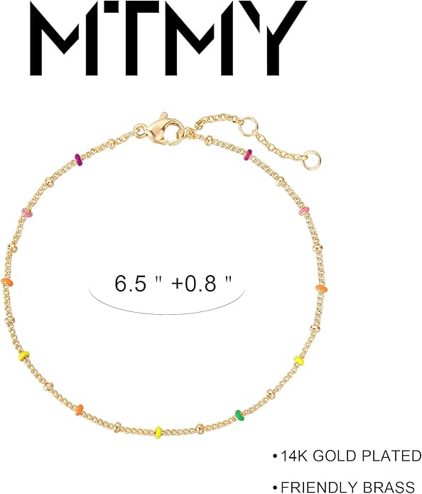 MTMY Gold Chain Bracelet for Women 14K Gold Plated Dainty Bracelets with Adjustable Chain Cute Bracelet Gold Trendy Jewelry