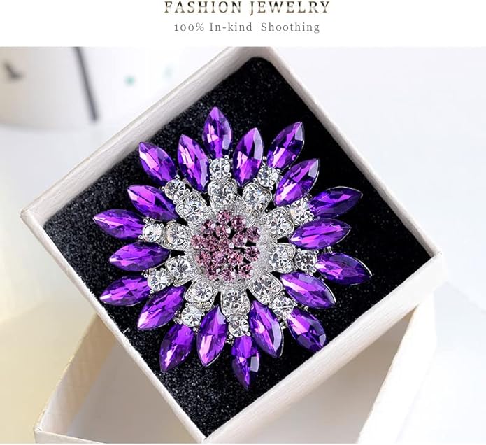 Rhinestone Sunflower Brooch for Women Sparkling Cubic Zirconia Flower Brooch Pin Elegant Large Crystal Floral Lapel Pin Dainty Clothing Hat Bag Accessories Christmas Wedding Bridal Birthday Jewelry
