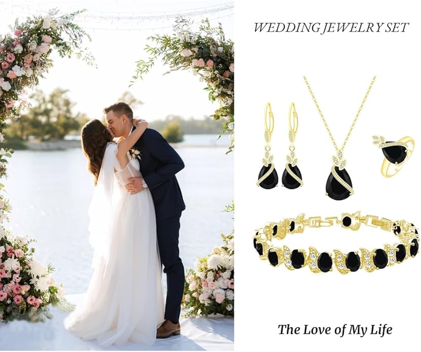 ZCGJWE Wedding Jewelry Set for Women Gem Necklace Earrings Bracelet Luxury Jewelry Set Birthday Valentine's Day Mother's Day Christmas Prom Jewelry Gift