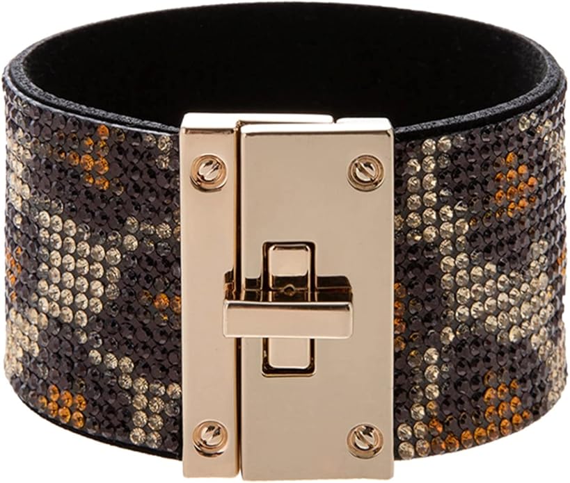 Rantanto Braid Leather Wrap Bracelet Trendy Stackable Crystal Cuff Boho Gold Heart Bracelet Jewelry Gift For Women
