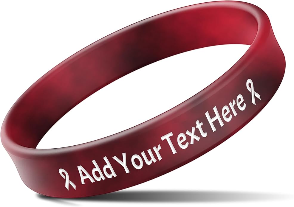 Custom Rubber Bracelets with Text Logo Clipart Customizable Bracelet Personalized 1/2 Inch Silicone Wristbands for Awareness, Events, Support, Promotions