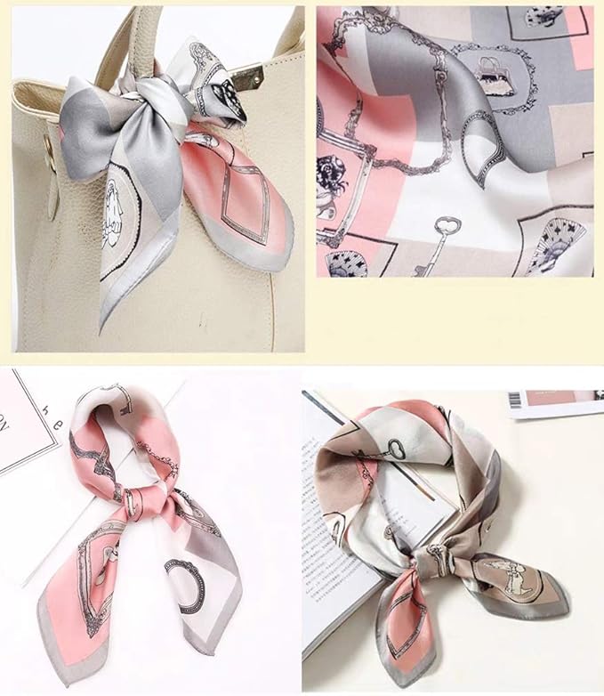 ANDANTINO 100% Mulberry Silk Square Scarf for Hair-25.6" X25.6'' Women Men Natural Silk Neckerchief Digital Printed Headscarf