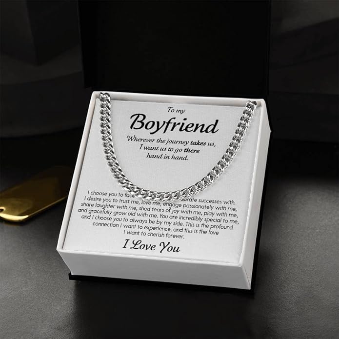 VIRAGIL To My Man Necklace Chain for Men, Silver Stainless Steel Chain Jewelry, Romantic Gift from Partner for Birthday Valentine or Everyday Wear with Meaning