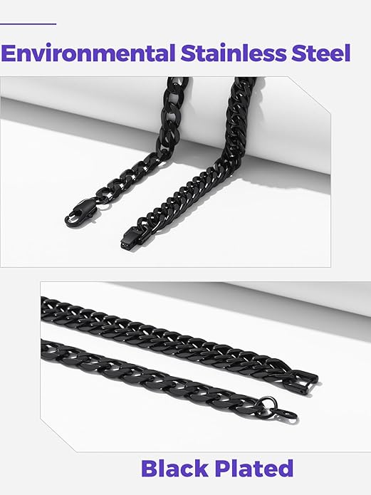 Richsteel 2PCS/3PCS Bracelets Chain for Men Women Stainless Steel Silver/Gold/Black Cuban/Rope Link Chain Bracelets Set, 7.4/8.2/9 Inch Hand Chain Length for Men Women Jewelry