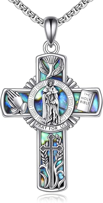 YFN Patron Saint Necklace Sterling Silver Amulet Medal Pendant Religious Protector Jewelry Gifts for Women Men