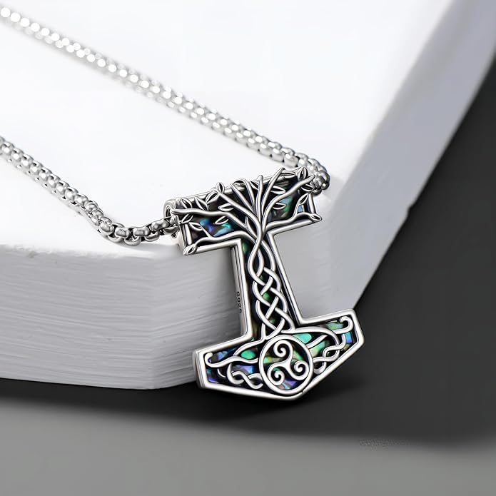 KoyeKei Viking Necklace for Men 925 Sterling Silver Viking Norse Pagan Jewelry Gifts for Women