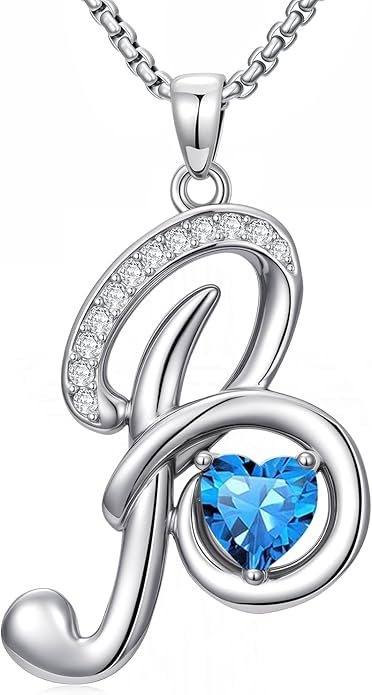 Christmas Gifts for Women Alphabet A to Z Initial Birthstone Pendant Necklaces for Women - 18k White Gold Plated Personalized Name Jewelry Valentine Mothers Day Birthday Gifts for Women Her Girlfriend