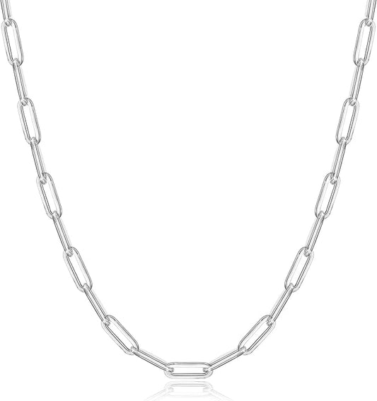 OCHCOH 925 Sterling Silver Clasp 2.5/3/4/5mm Paperclip Chain for Women Silver Chain Necklace 16, 18, 20, 22, 24, 26, 30 Inches