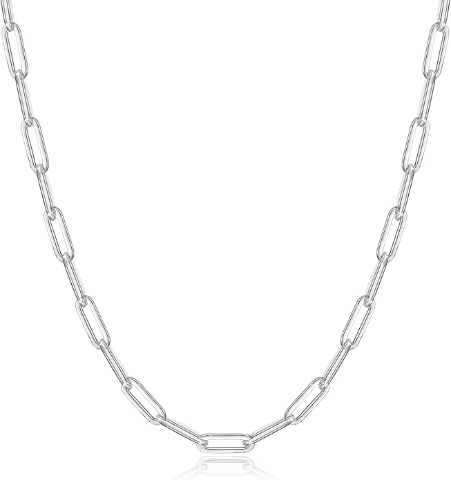 OCHCOH 925 Sterling Silver Clasp 2.5/3/4/5mm Paperclip Chain for Women Silver Chain Necklace 16, 18, 20, 22, 24, 26, 30 Inches