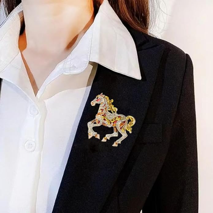 2026 New Year Of Horse Pin Brooch, Good Luck Chinese Zodiacs Horse Pins For Fashion Accessories Animal Lucky Charm Statue Feng Shui Gifts Jewelry For Women Men