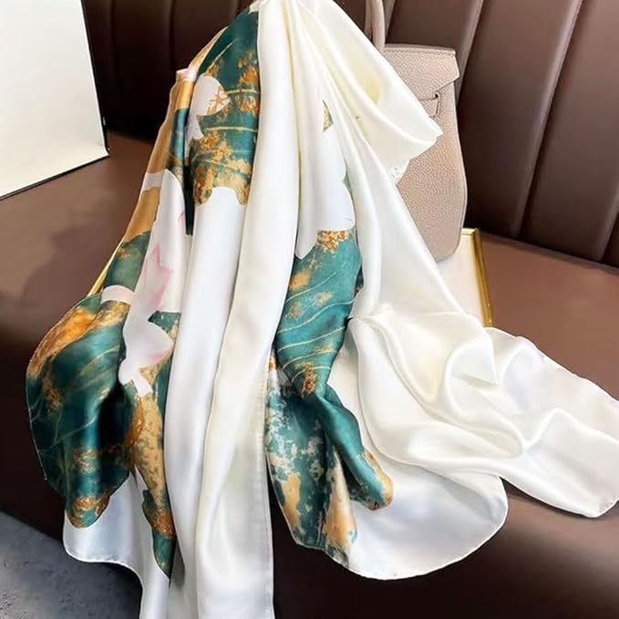 Clysoru Silk Scarf For Women Hair Scarves Lightweight Satin Elegant Shawl Wraps Bufanda Mujer Fashion Accessories 70.8"X35.4"