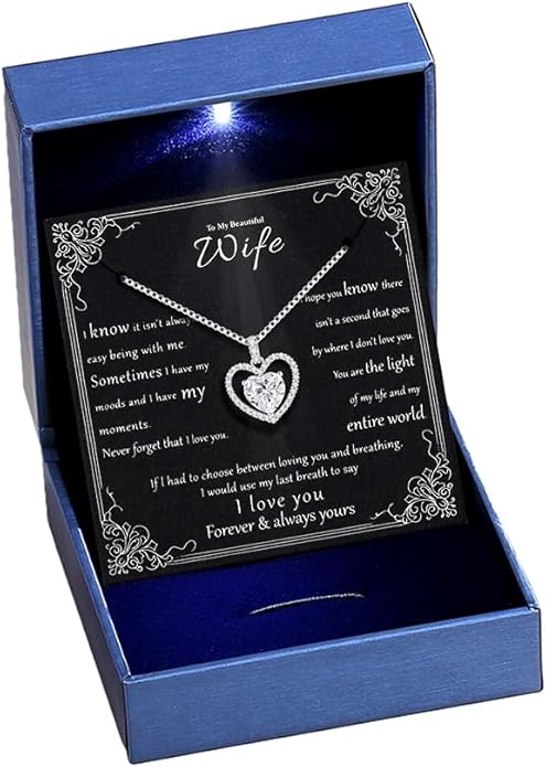 2CT Moissanite Heart Necklace for Women Wife in Gift Box,S925 Sterling Silver Jewelry for Women,Anniversary Birthday Present for Wife Her Girlfriend,18K Gold/White Gold Filled
