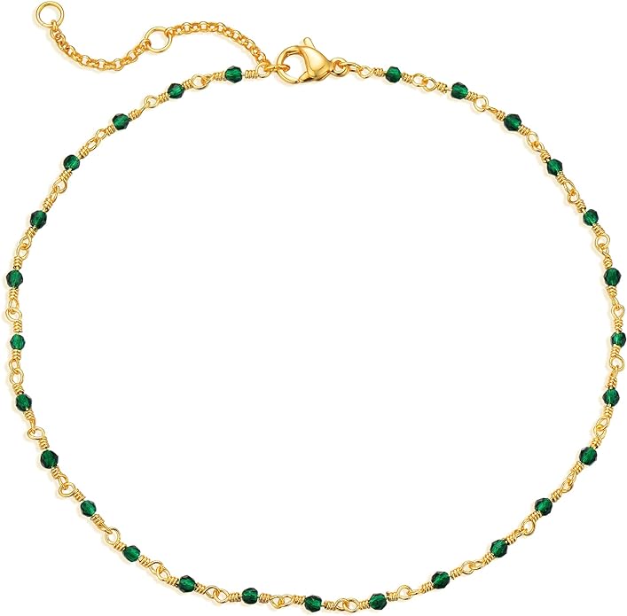 MTMY Gold Anklets for Women 14K Gold Plated Tiny Bead Anklet Colorful Tassel Foot Chain Dainty Adjustable Cute Summer Beach Boho Anklets Jewelry Gift
