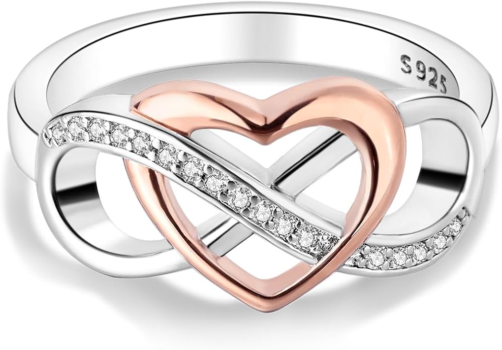 NARMO 925 Sterling Silver Rings for Women Evil Eyes Rings Entwined Line Cubic Zirconia Rings Simple Stackable Finger Rings Engagement Ring Personality Rings Size 6-9