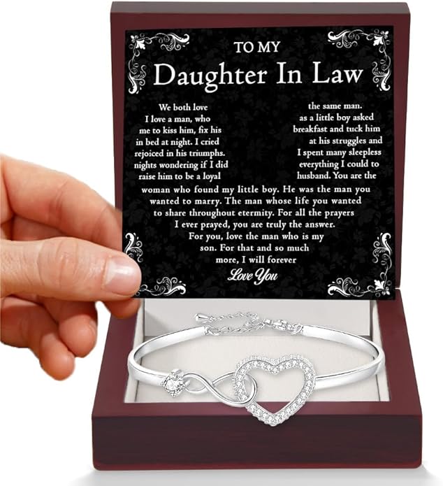 To My Beautiful Daughter In Law Bracelet From Mother-In-Law, Daughter In Law Birthday Gifts, Infinity Star Heart Bracelet For Her With Heartfelt Message Card & Elegant Box, Bonus Daughters Bracelets