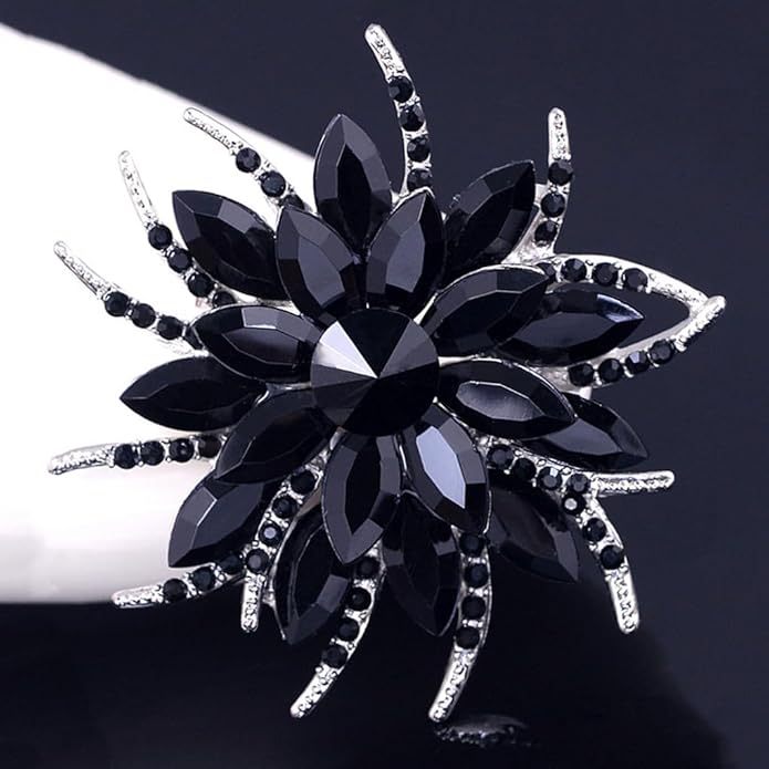 Rhinestone Large Flower Brooches Pins for Women Fashion Sparkly Crystal Sunflower Statement Brooch Unique Wedding Party Suit Dress Jewelry Accessories