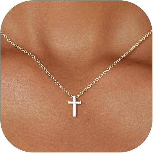 ChicSilver Personalized 925 Sterling Silver Dainty Small Heart/Star/Moon/Dot/Triangle Pendant Necklace for Women, Silver/Gold/Rose Gold/Black (with Gift Box)