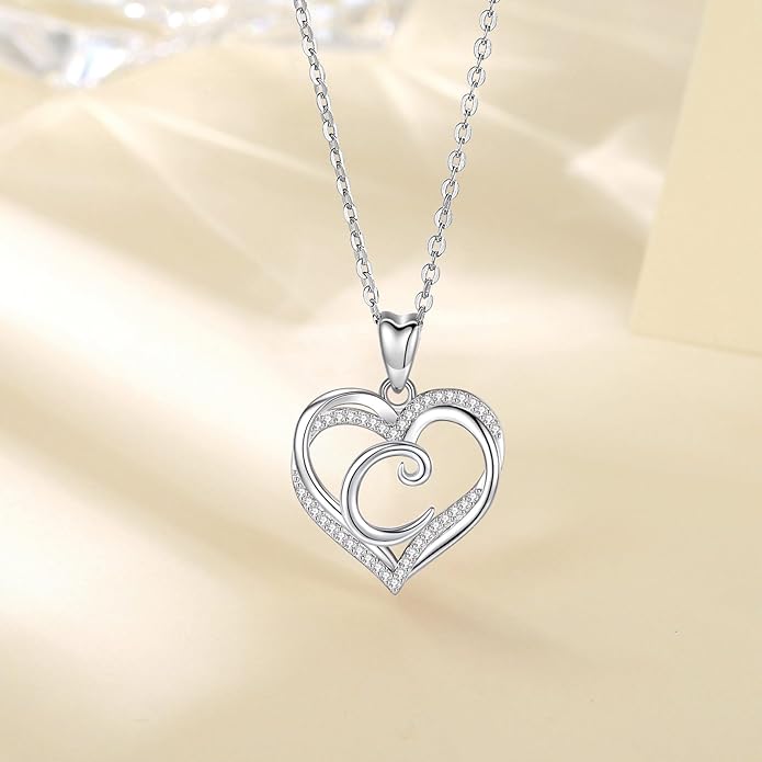 INFUSEU Unique Initial Necklaces for Women Girls Small Heart Letter Jewelry, Meaningful Personalized Gifts