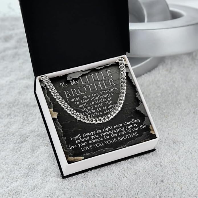 KOLMALK Brother Necklace - Cuban Link Chain Necklace for Men, To My Brother Gift from Sister for Birthday, Anniversary or Christmas